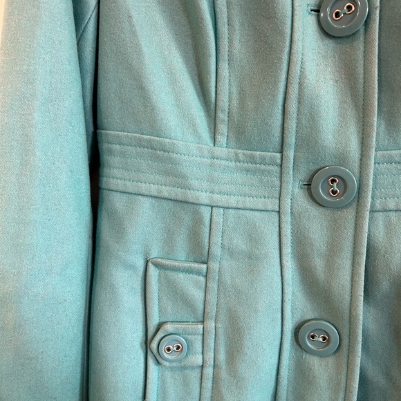 Anthropologie Tulle teal wool peacoat women’s size large - Picture 13 of 14